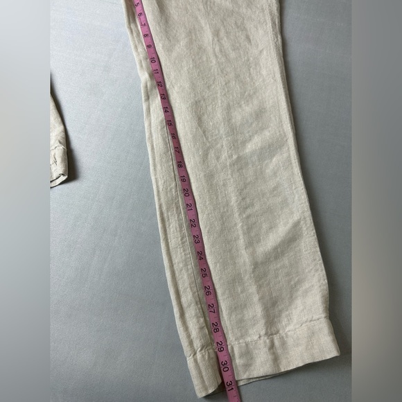 Chico’s Pants Size 1 M 100% Linen Oatmeal Color Elastic Waistband Pockets - Picture 6 of 6